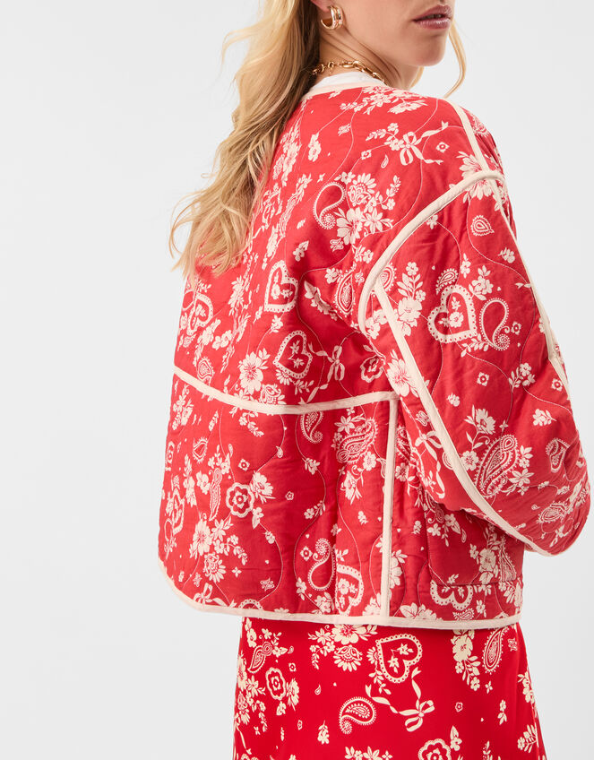 Paisley Heart Quilted Jacket, Red (RED), large