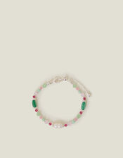Sterling Silver-Plated Semi-Precious Bead Bracelet, , large