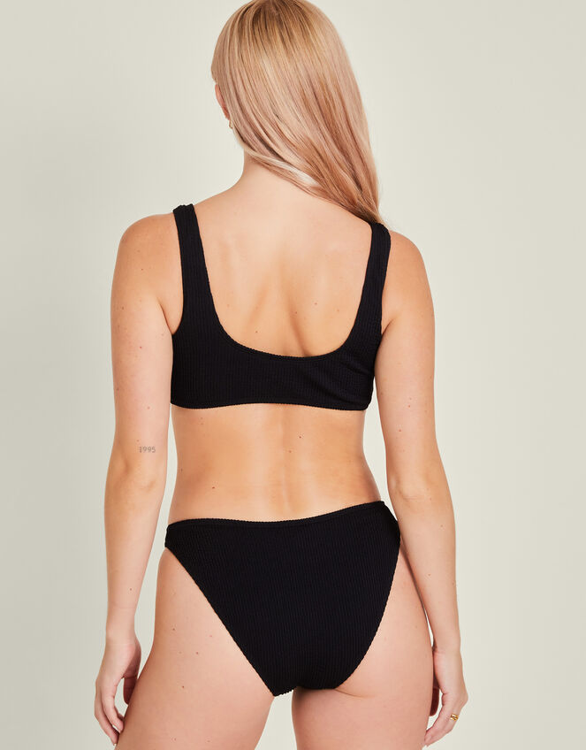 Plain Crinkle Bikini Bottoms, Black (BLACK), large