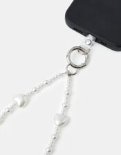 Pearl Heart Wrist Phone Strap, , large