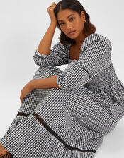 Gingham Puff Sleeve Maxi Dress, Black (BLACK), large