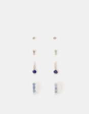 4-Pack Sterling Silver-Plated Blue Quartz Earrings, , large