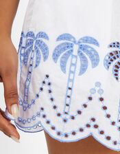 Palm Embroidered Drawstring Shorts, White (WHITE), large