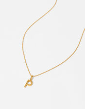 Gold Vermeil Initial Pendant Necklace - P, , large