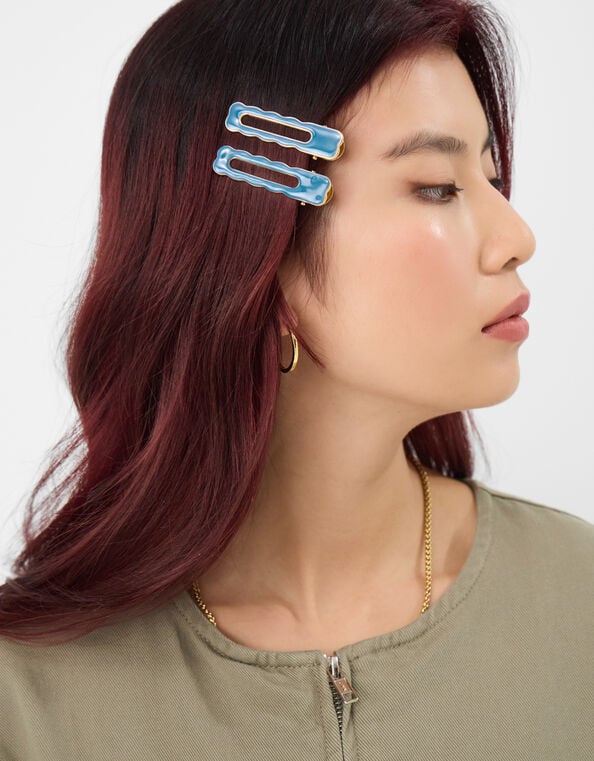 2-Pack Wiggly Enamel Salon Hair Clips, , large