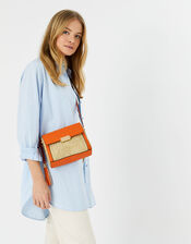 Vanessa Raffia Cross-Body Bag, Orange (ORANGE), large