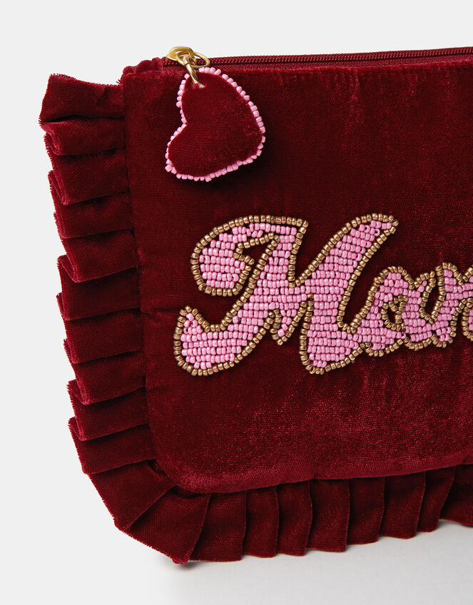 Embellished Mama Velvet Pouch, , large