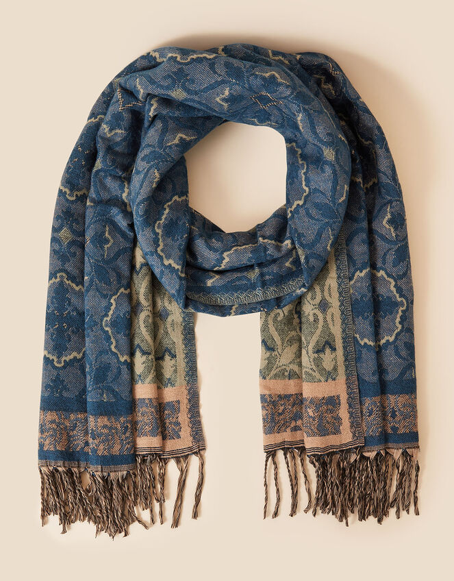 Jacquard Print Blanket Scarf, , large