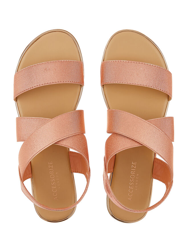 Elasticated Strap Sandals, Gold (ROSE GOLD), large