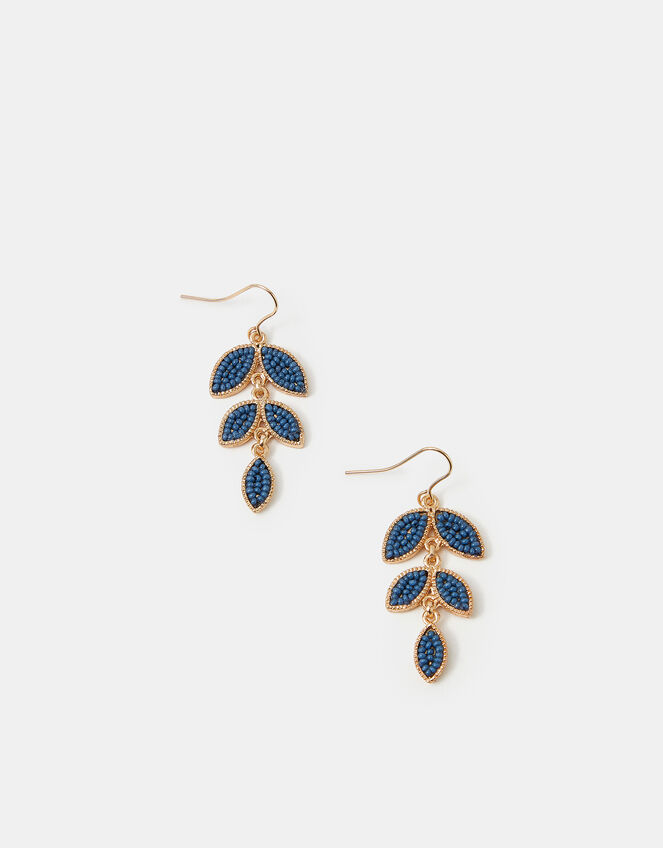 Beaded Leaf Drop Earrings, , large