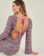 Zig Zag Crochet Dress, Multi (BRIGHTS MULTI), large