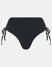 Tie High Waist Shaping Bikini Bottoms, Black (BLACK), large