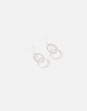 Linked Circle Short Drop Earrings, Silver (SILVER), large