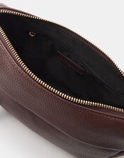 Zip Front Crossbody Bag, Brown (CHOCOLATE), large