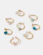 4-Pack 14ct Gold-Plated Semi-Precious Hoop Earrings, , large