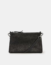 Metallic Leather Crossbody Bag, Black (BLACK), large