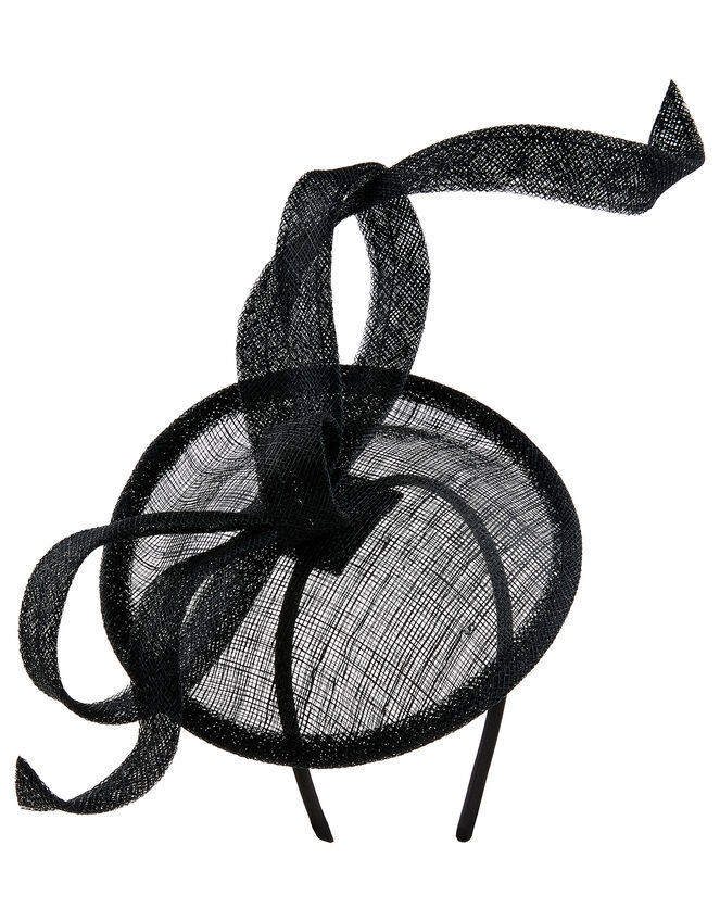 Bow Disc Fascinator, Black (BLACK), large