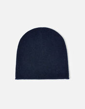 Knit Beanie in Cashmere, Blue (NAVY), large