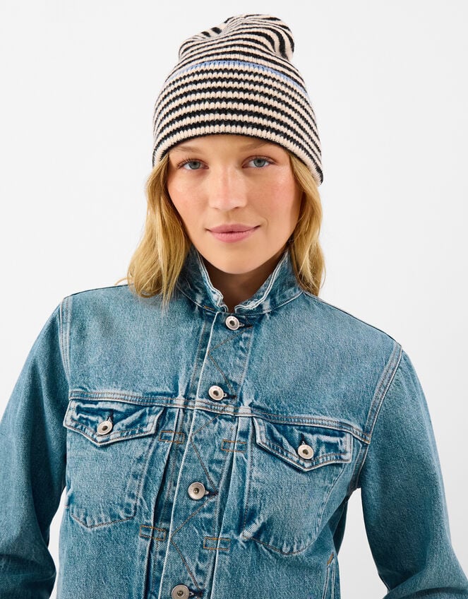 Stripe Beanie Hat, , large
