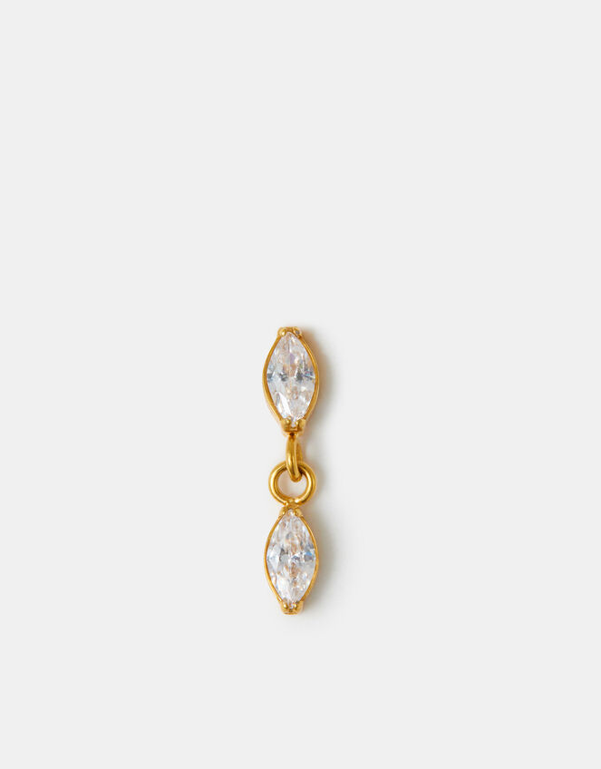 14ct Gold-Plated Titanium Marquise Drop Flatback Stud, , large