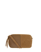 Macy Suede and Leather Cross-Body Bag Tan | Leather bags | Accessorize UK