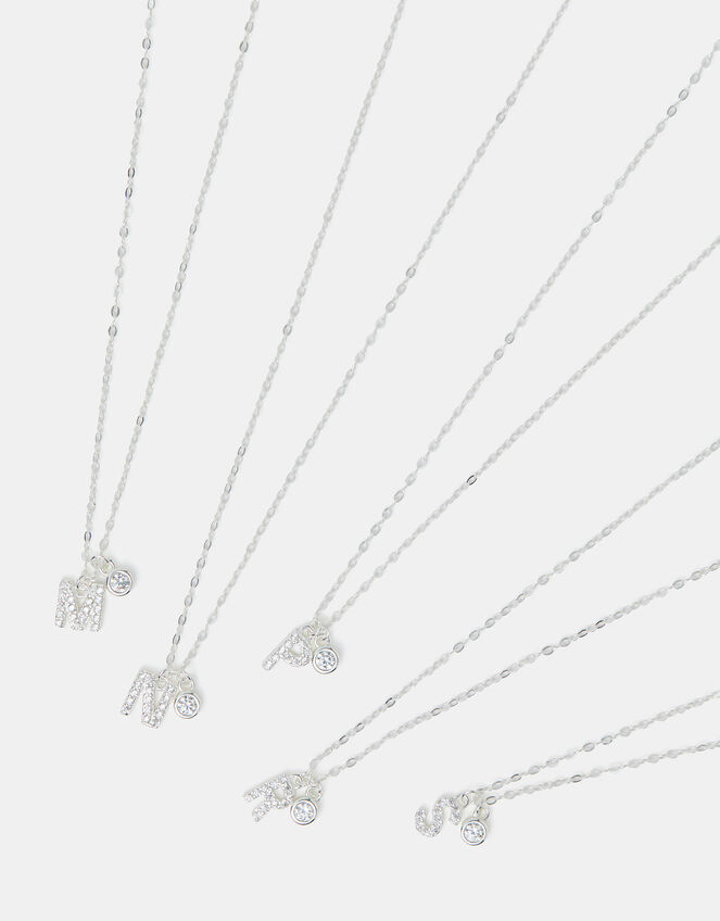 Sterling Silver Diamant&eacute; Initial Pendant Necklace, Silver (ST SILVER), large