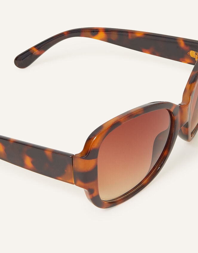 Wide Arm Tortoiseshell Square Sunglasses, , large
