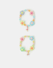 2-Pack Girls Flower Bead Bracelets, , large