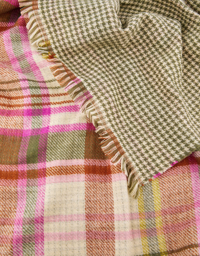Ellie Reversible Check Blanket Scarf, , large