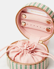 Round Strawberry Embroidered Travel Jewellery Box, , large