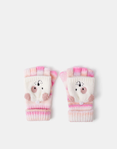 Girls Dog Ombr&eacute; Fingerless Gloves, Multi (PASTEL MULTI), large