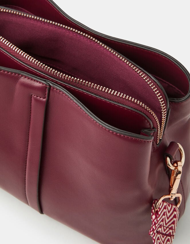 Webbing Strap Crossbody Bag , Red (BURGUNDY), large