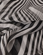 Monochrome Geometric Print Scarf in Recycled Polyester, , large