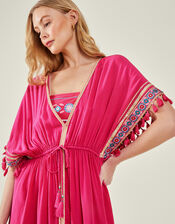 Embellished Beaded Tassel Kaftan, Pink (PINK), large