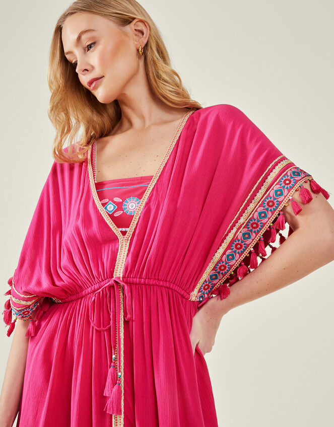 Embellished Beaded Tassel Kaftan, Pink (PINK), large