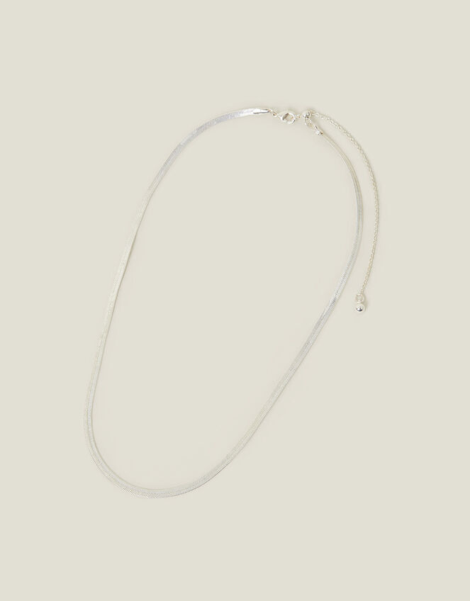 Sterling Silver-Plated Omega Chain Necklace, , large