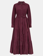 Belted Corduroy Maxi Dress, Red (BURGUNDY), large