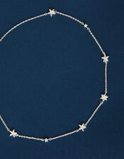 Sterling Silver-Plated Diamante Flower Collar Necklace, , large