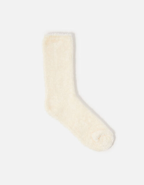 Fluffy Chenille Cosy Ankle Socks, Cream (CREAM), large