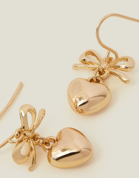 Heart Bow Drop Earrings, , large