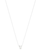 Sterling Silver Sparkle Initial Necklace - V, , large