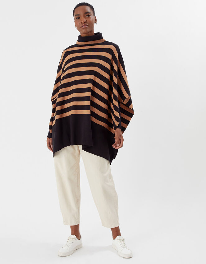Stripe Rollneck Poncho, Multi (DARKS-MULTI), large