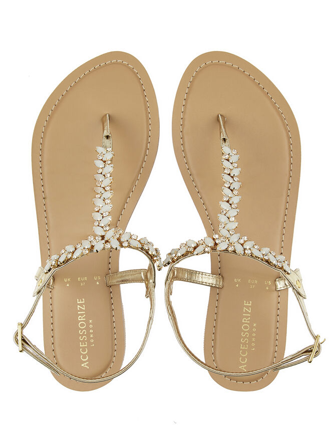Petra Frosted Gem Sandals, Cream (PEARL), large