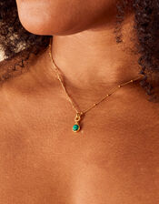 Gold-Plated Modern Heirloom Malachite Pendant Necklace, , large