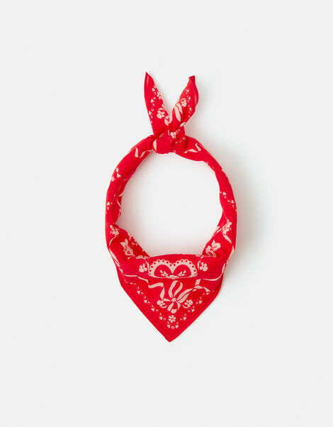 Floral Heart Square Cotton Scarf, , large