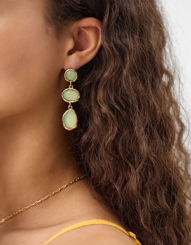Triple Stone Drop Earrings, , large
