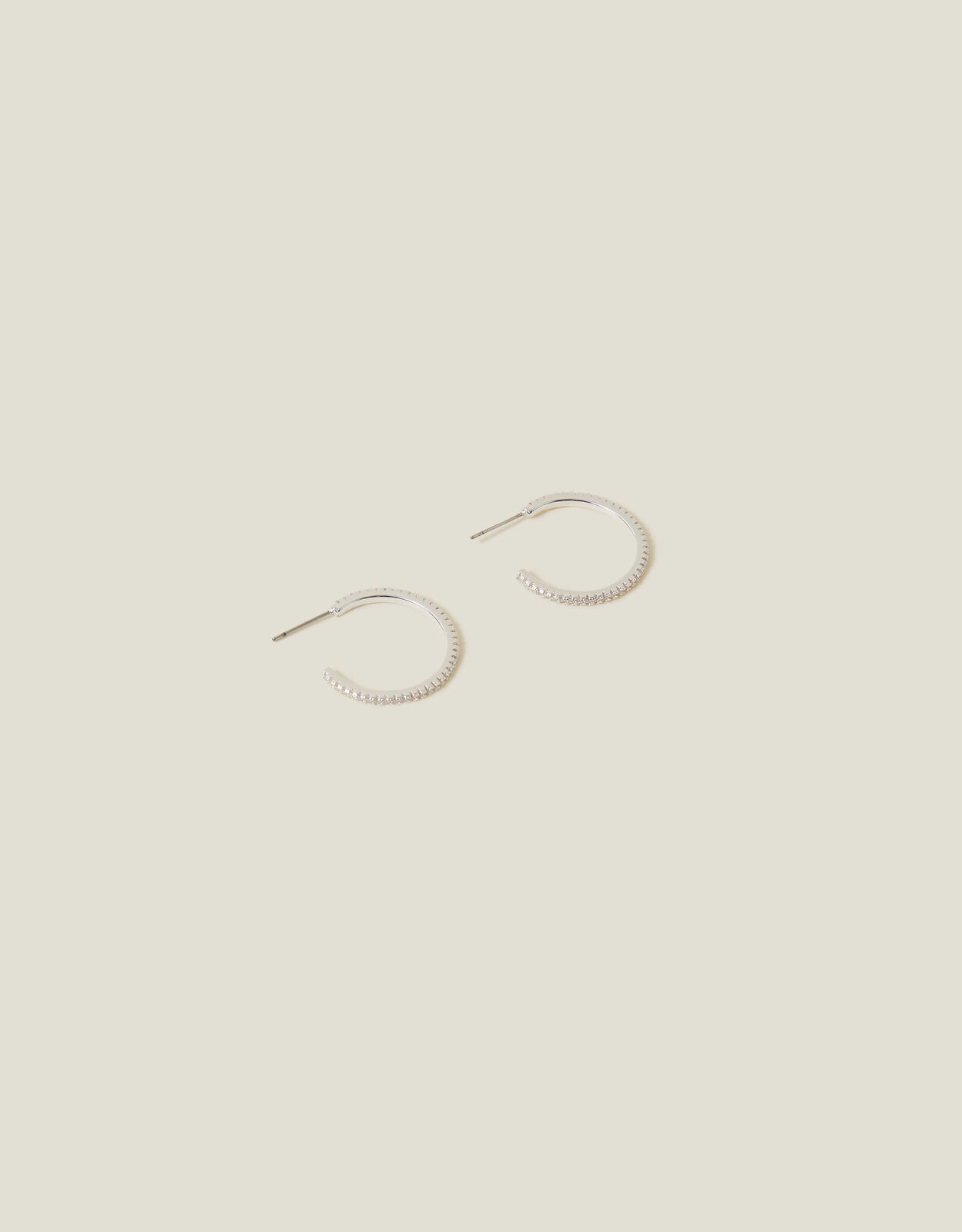 Sterling Silver Plated Medium Sparkle Hoops