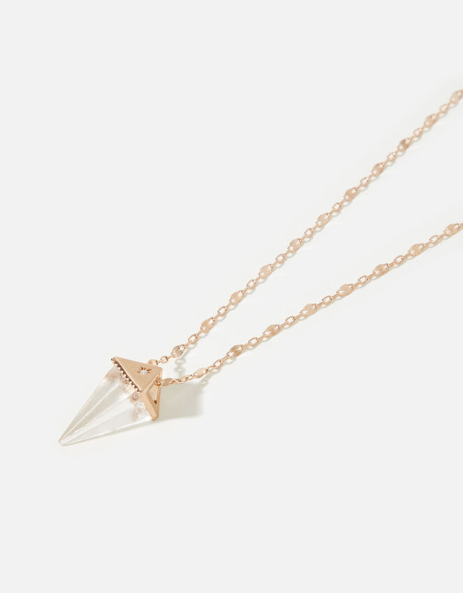 Rose-Gold Plated Clear Quartz Pendant Necklace, , large