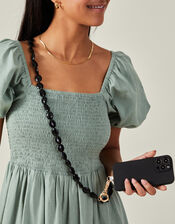Chunky Bead Phone Strap Black, , large