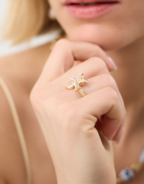 Pearl Starfish Ring, Cream (PEARL), large